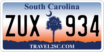 SC license plate ZUX934
