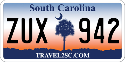 SC license plate ZUX942
