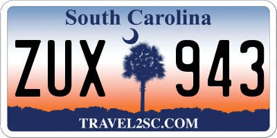 SC license plate ZUX943