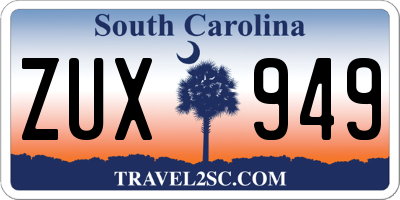 SC license plate ZUX949