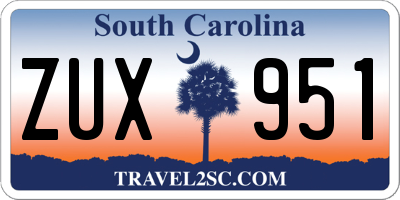 SC license plate ZUX951