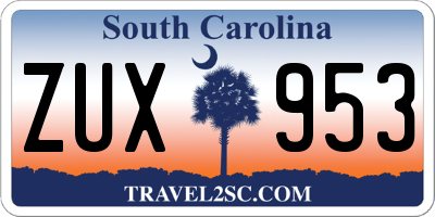 SC license plate ZUX953