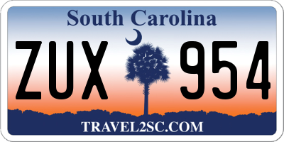 SC license plate ZUX954