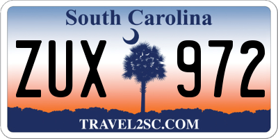 SC license plate ZUX972