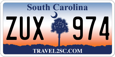 SC license plate ZUX974