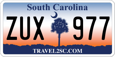 SC license plate ZUX977