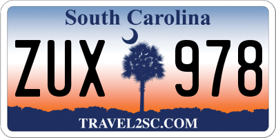 SC license plate ZUX978