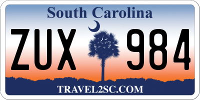 SC license plate ZUX984