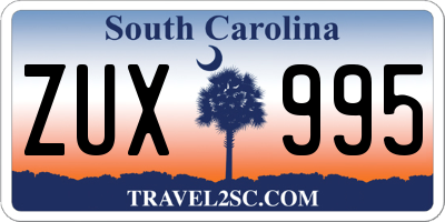 SC license plate ZUX995