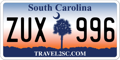 SC license plate ZUX996