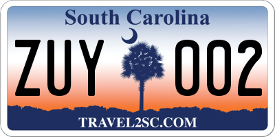 SC license plate ZUY002