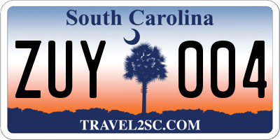 SC license plate ZUY004
