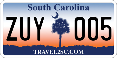 SC license plate ZUY005