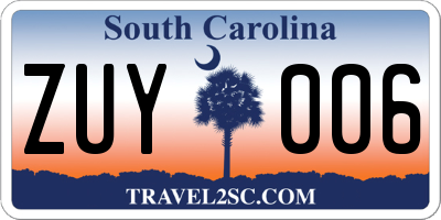 SC license plate ZUY006