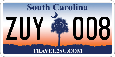 SC license plate ZUY008