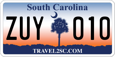 SC license plate ZUY010