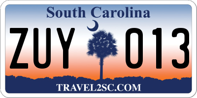 SC license plate ZUY013