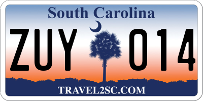 SC license plate ZUY014