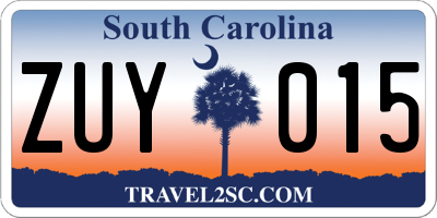 SC license plate ZUY015