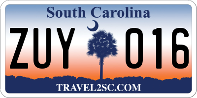 SC license plate ZUY016