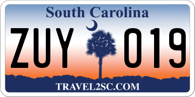 SC license plate ZUY019
