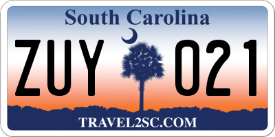 SC license plate ZUY021