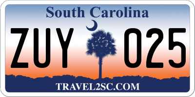 SC license plate ZUY025