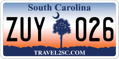 SC license plate ZUY026