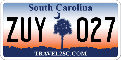 SC license plate ZUY027