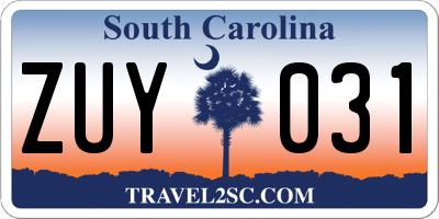 SC license plate ZUY031