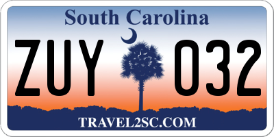SC license plate ZUY032