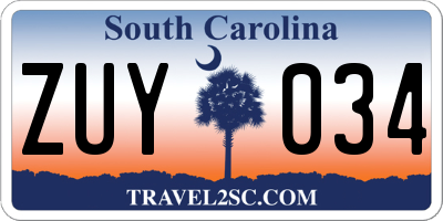 SC license plate ZUY034