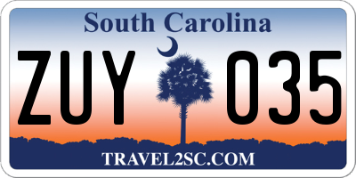 SC license plate ZUY035