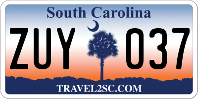 SC license plate ZUY037
