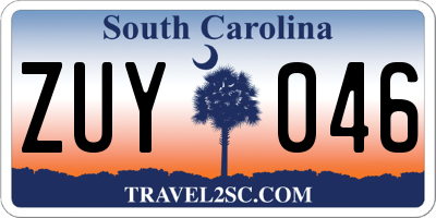 SC license plate ZUY046