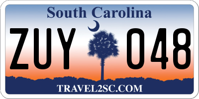 SC license plate ZUY048