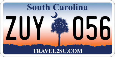 SC license plate ZUY056