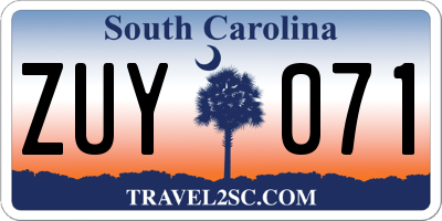 SC license plate ZUY071