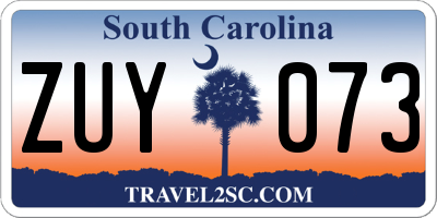 SC license plate ZUY073