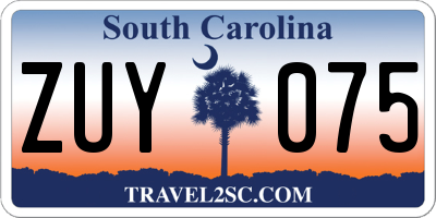 SC license plate ZUY075