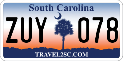 SC license plate ZUY078