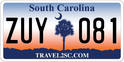 SC license plate ZUY081