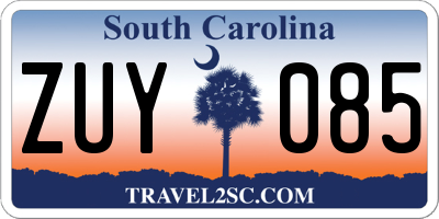 SC license plate ZUY085