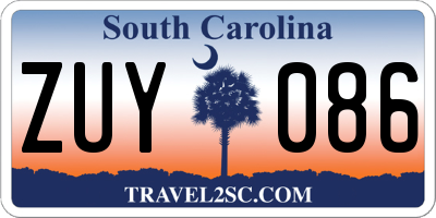 SC license plate ZUY086