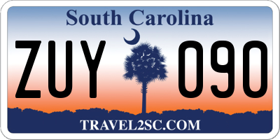 SC license plate ZUY090
