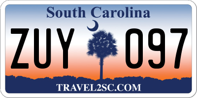 SC license plate ZUY097