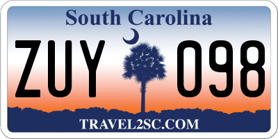 SC license plate ZUY098