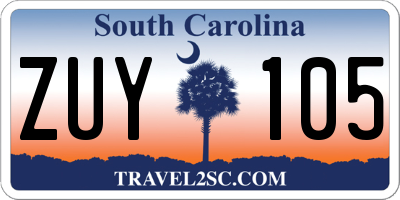SC license plate ZUY105