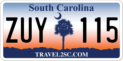 SC license plate ZUY115