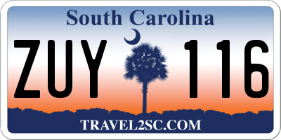 SC license plate ZUY116
